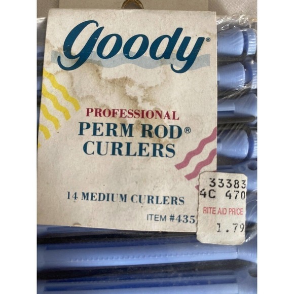 Vintage 1989 Goody Professional Perm Rod 14 Pk Blue Medium Curlers NWT - Picture 2 of 6